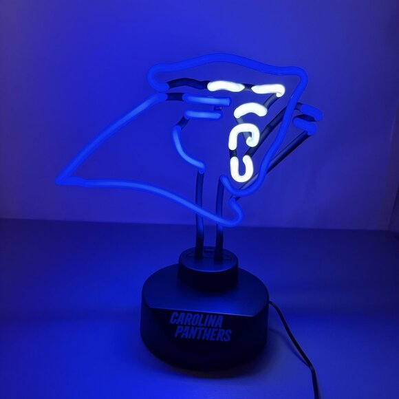 NFL Carolina Panthers Neon Light Lamp Sign Man Cave Blue Logo 11 Inch Tested - Picture 4 of 9